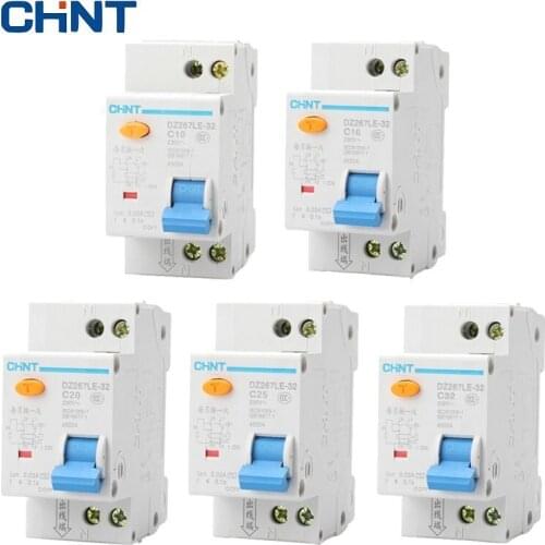 CHNT 1P+N Household Small Air Switch Double Line Breaker DPN Double In Double Out Circuit Breaker DZ267LE-32 10A 16A 20A 25A 32A