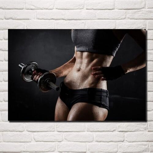 Girl fitness sexy body sports artwork living room decor home wall art decor wood frame fabric posters KG110