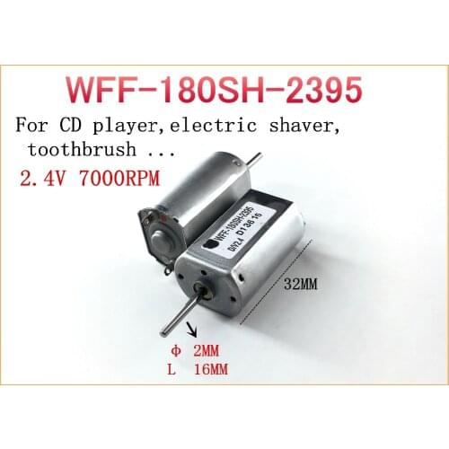 2X 16mm long shaft WFF-180SH-2395 Metal brush DC motor Mute,High speed CD player,electric shaver,toothbrush motor