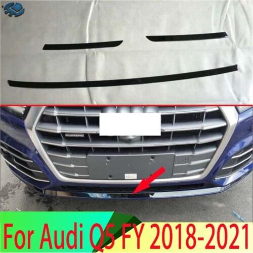 For Audi Q5 FY 2018 2019 Stainless steel Black titanium Before The Bar Bumper Cover Shield Trim Molding Lower Grille Car Stylin