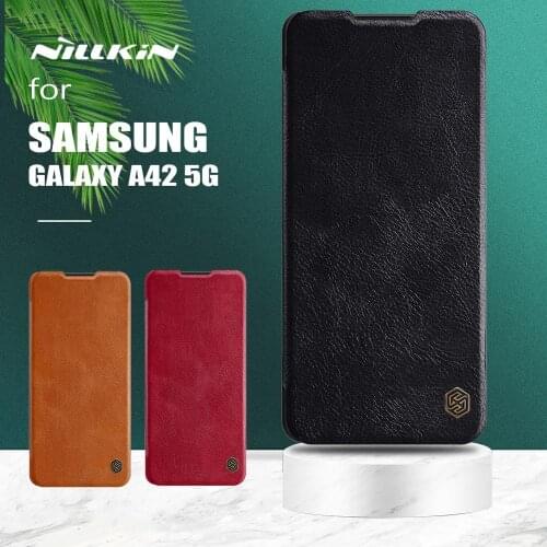 For Samsung Galaxy A42 5G Case Nillkin Qin Luxury Flip Leather Case Business Card Slot Slim Phone Case for Samsung A42 5G Case