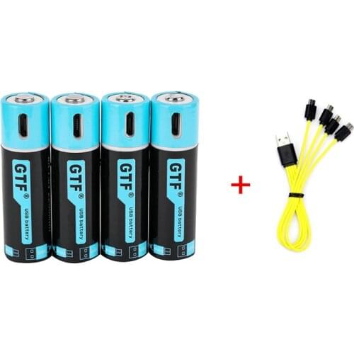 GTF1.5V USB AA li-ion Battery 2550mwh 1500mah 100% capacity li-polymer USB rechargeable lithium usb battery USB cable