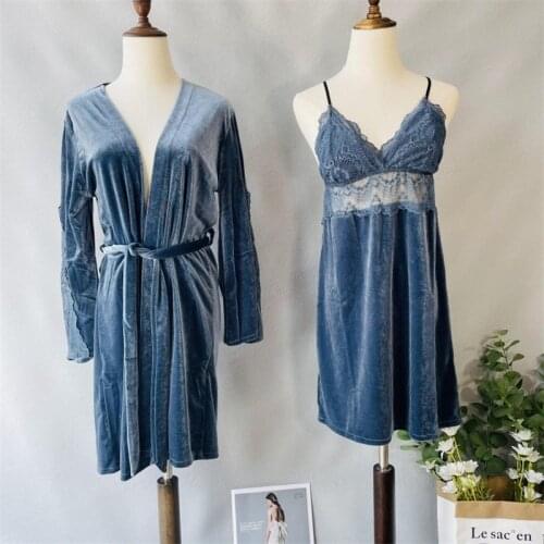 Twinset Robe Suit For Young Lady Sexy Satin 2PCS Sleep Set Printed Bride Bridesmaid Wedding Bathrobe Loose Lounge Kimono Gown