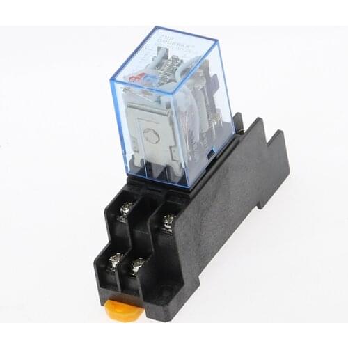 HH52P MY2NJ Model DPDT DC12V 24V 36V AC 12V 24V 36V 110V 220V 380V Coil 8 Pin 35mm DIN Rail Power Relay + Socket