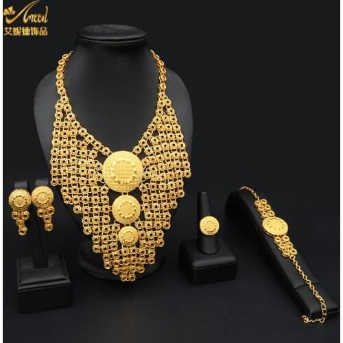 ANIID Necklace Sets Habesha Eritrea Gold Indian Jewelry For Women 2021 Rings African Bracelet Wedding Ethiopian Dubai Jewellery