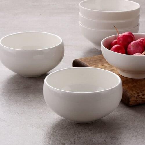 Japanese-style ceramic rice bowl small drum-shaped bowl household soup bowl creative pure white porcelain tableware 4.3 inches