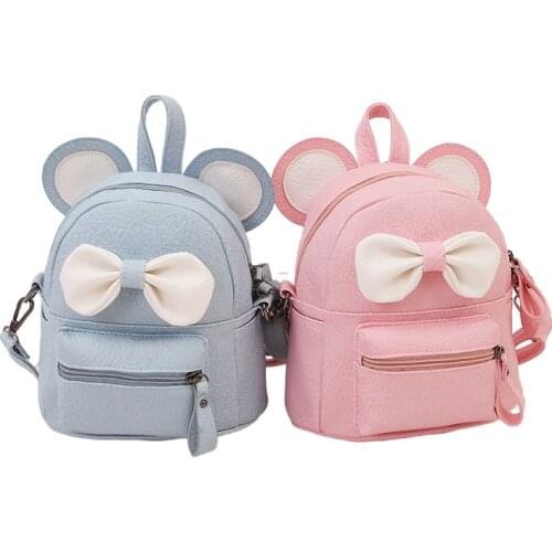 Mini Small Backpacks For Teenage Girls Cute Bow Backpack Women Leather Dot Bow Back Bag Pink Kids School Book Bag