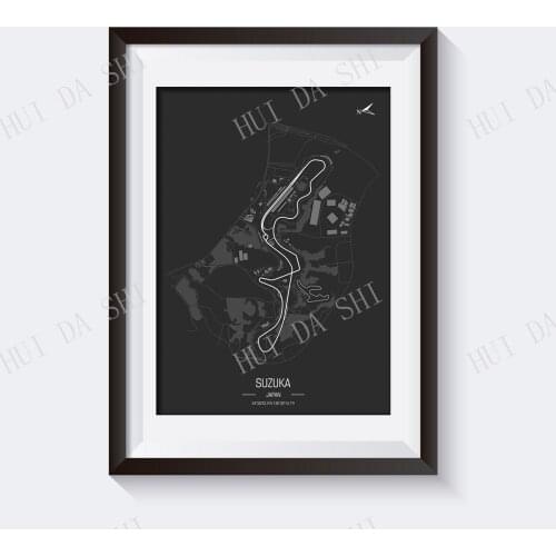 Suzuka International Racing Circuit, Japanese Grand Prix. Formula 1 Race Track Poster