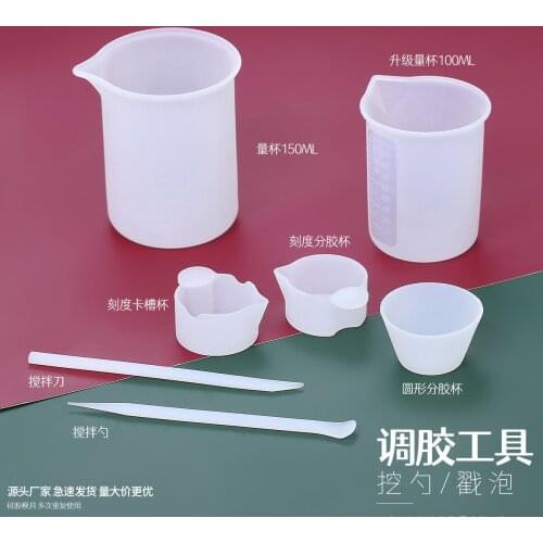 Multifunctional Epoxy Diy Mold Stirring Stick Spoon Glue Adjusting Cup Dispensing Cup Resin Making Tool Silicone Measuring Cup