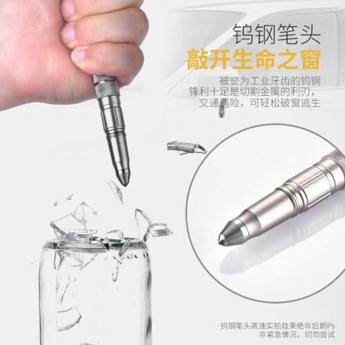 Outdoor EDC Multifunctional Self-defense Tactical Pen Emergency LED Light Strobe Bottle Opener Glass Breaker Birthday Gift