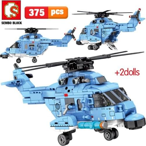 Military Helicopter Bombers Model Building Blocks City Police Aircraft Swat Army Fighter Electric Construction Bricks Kids Toys