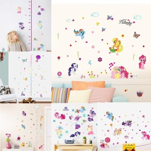 Cartoon unicorn height measure wall stickers for kids rooms children bedroom wall decals home decor birthday gift decor