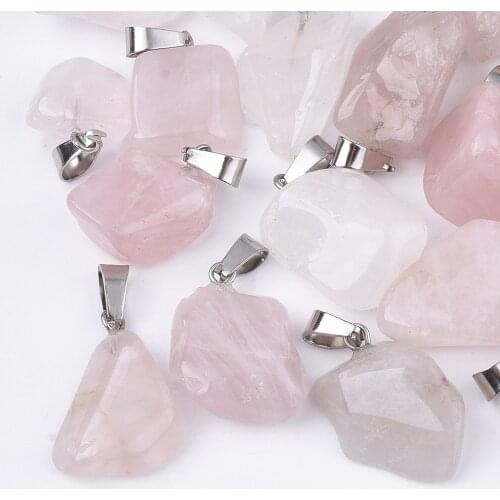 Natural Pink Crystal Unshaped Pendant DIY Handmade with Shape Pink Crystal Ornament Accessories charms for jewelry making