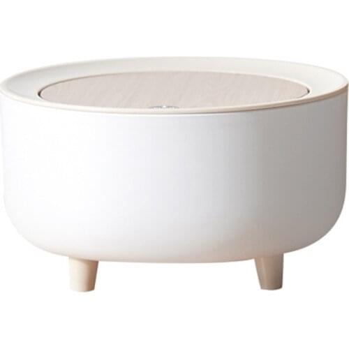 Nordic Style Creative Mini Trash Can with Elasticity Press Lid Cover High Foot Round Waste Basket Dispenser Countertop Tabletop