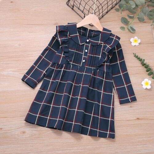 New Spring Autumn Kid Clothes Grid Costume For Girls Childrens Clothing Girl Clothing Dresses For Girls Party Dresses