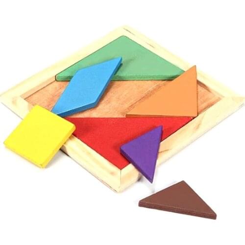 New Kids Wooden Blocks Toys Children Early Educational Toy Cartoon Print Cubes Cute Rainbow Color Tangram New Year Gifts #264991