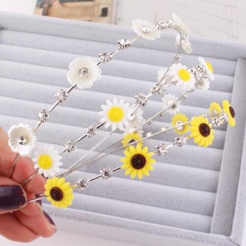 Romantic Cute Sunflower Daisy Acrylic Flowers Hair Accessories For Women Girl Headpiece Headband Hair Ornaments Hair Jewelry