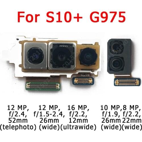 Original Front and Rear Back Camera For Samsung Galaxy S10 Plus G975 Main Facing Camera Module Flex Replacement Spare Parts