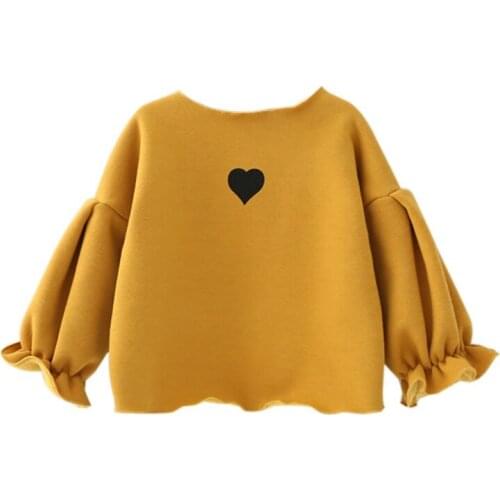 Autumn Girls Solid Tops Shirt Blouse Lantern Sleeve Kids Girls T-shirt Casual Plus velvet Toddler Baby Clothes