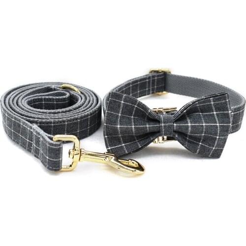 Personalized Pet Collar Scottish Plaid Custom Puppy Cat Name ID Tag Adjustable Collars Lead Leash Set Free Engraving Dog Collars