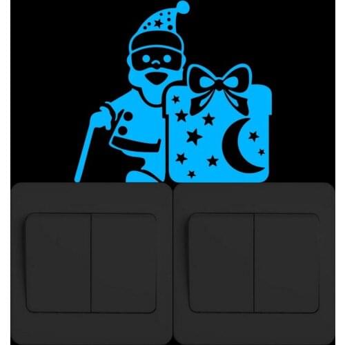 Santa Claus Gift Glow in the Dark Switch Sticker/Christmas Home Decor Luminous Wall Sticker Children Boy Girl Kid Room DIY Decal