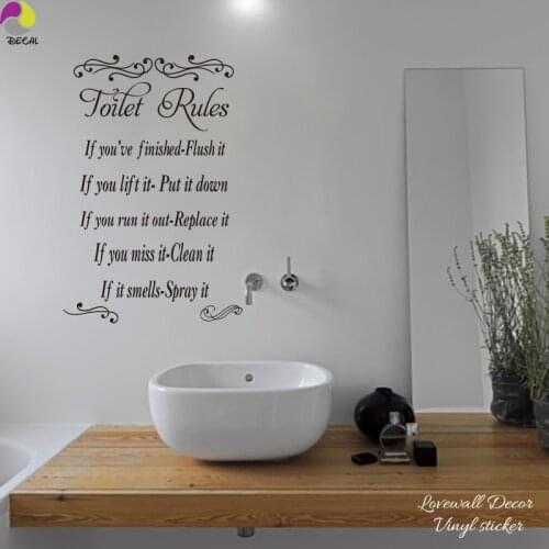 Toilet Rules Wall Sticker Bathroom Washroom Wc restroom Lavatory Wall Decal Loo waterproof Vinyl Home Decor DIY 3D poster