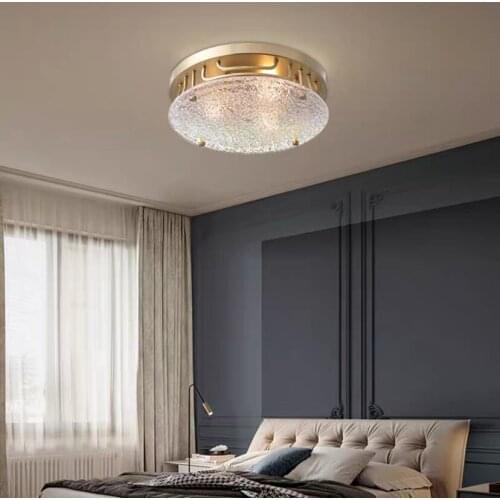 Art fan post morden light luxury ceiling lamp all copper original vintage round living room bed room study room hallway light