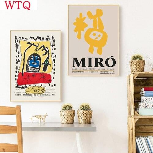 Nordic Vintage Abstract Posters and Prints Famous Joan Miro Exhibition Painting Wall Art Pictures Bedroom Readroom Home Decor