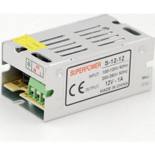 12V 1A 12W 110V-220V Lighting Transformer High quality LED driver for LED strip 3528 5050 power supply Free shipping