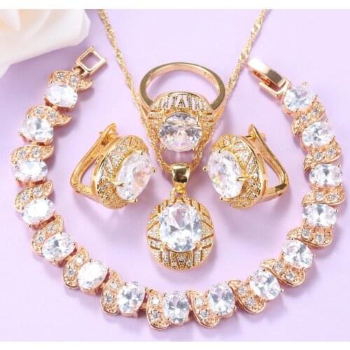 Turkish jewelry Sets Gold Color Hight Quality Natural Stone Wedding Costume Womans' Necklace And Bracelet Sets 7-Color Jewelry
