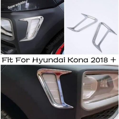 Lapetus Exterior Parts For Hyundai Kona 2018 - 2021 Chrome Side Front Turning Lights Lamps Frame Cover Trim Bright Accessories