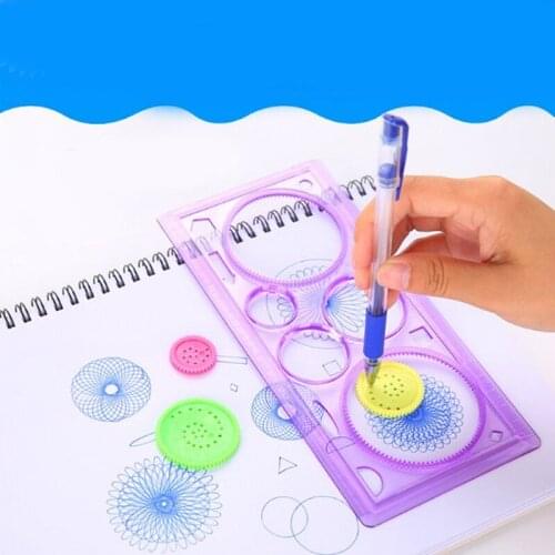 High quality Multifunctional childrens painting tools spiral geometry ruler learning art painting aids toys
