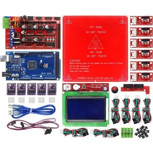 DuoWeiSi 3D Printer Parts RAMPS 1.4 board 12864 LCD board Mega 2560 R3 DRV8825 MK2B heatbed Mechanical endstop switch 3D Printer