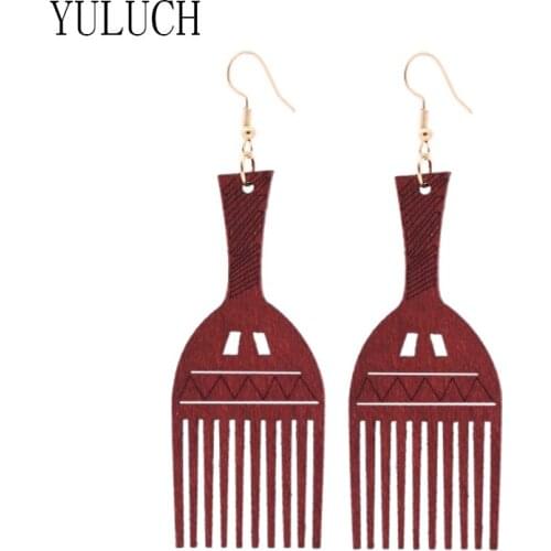 Yuluch oman natural wood brush pendant earrings party simple personality jewelry woman fashion accessories special earring