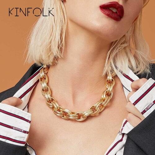 KINFOLK Fashion Gold Necklace Chain Necklaces For Women Collar Necklaces For Women Jewelry Aesthetic Punk Thick Necklace