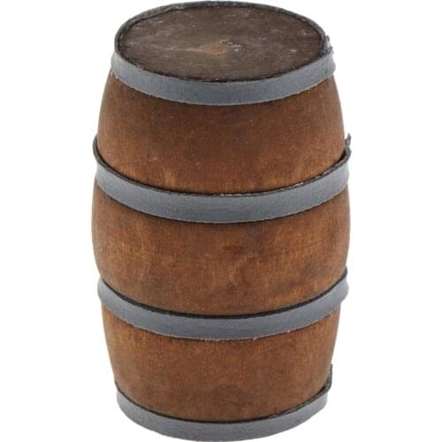1:12 Scale Dollhouse Miniature Furniture Mini Wooden Wine Barrel Bucket Toy