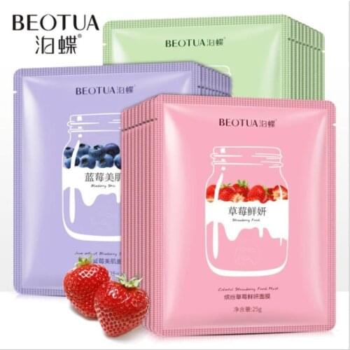 100Pcs of Strawberry Seaweed Essence Liquid Facial Mask Whitening Oil ControlMoisturizing Anti-aging Skin Care Face Mask
