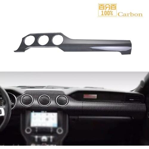 100% Carbon Fiber For Mustang Dashboard Right Long Trim Strip 3 Holes