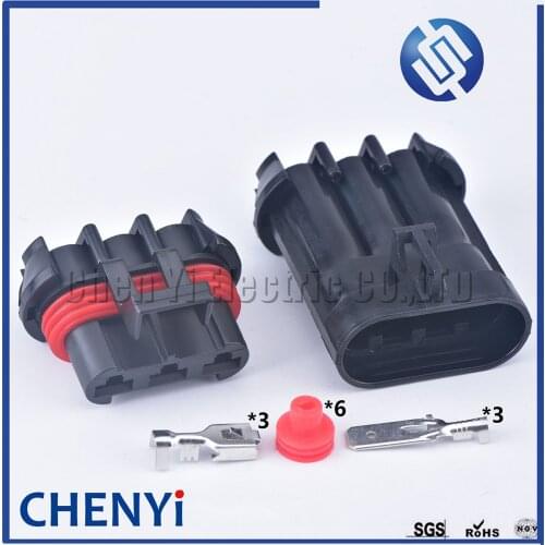 2 Sets Delphi 3 Pin auto Waterproof Blower Connector Plug Radiator Fan Motor Cooler Fan Socket 12124686 12124685 for Buick Ford