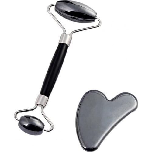 50% Hot Sale Facial Massage Roller Shaping V Face Double Head Hematite Face Slimming Beauty Scraper for Skin