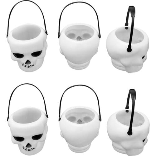 6Pcs Halloween Novelty Skull Candy Bucket Candy Holder Candy Pot Kids Trick Or Treat Witchs Skull Candy Jar Candy Buckets