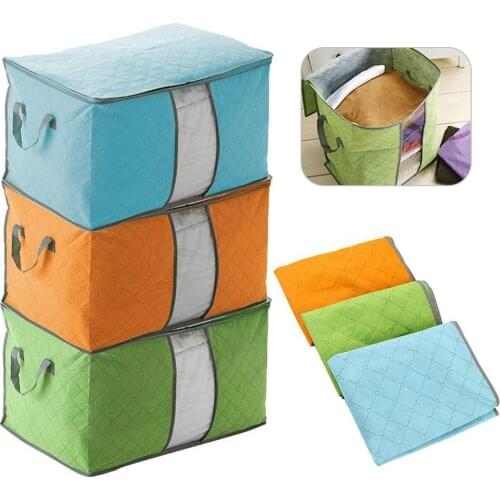 60x42x36cm Extra Large Quilt Storage Bag with Handles Portable Dustproof Household Non-Woven Zipper Clothes Blanket Storage Bag