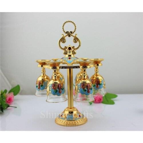 Shinny Gifts Russia Castle Design Enameled 6pcs Cup Home Decorative Wedding Favor Holder