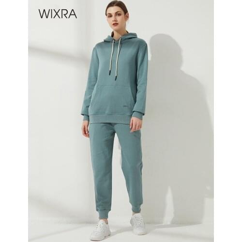 Wixra Womens 2021 Spring Stylish Men Sets Hoodies High Waist Drawstring Pants Classic Basic Sweatshirts Suits Autumn