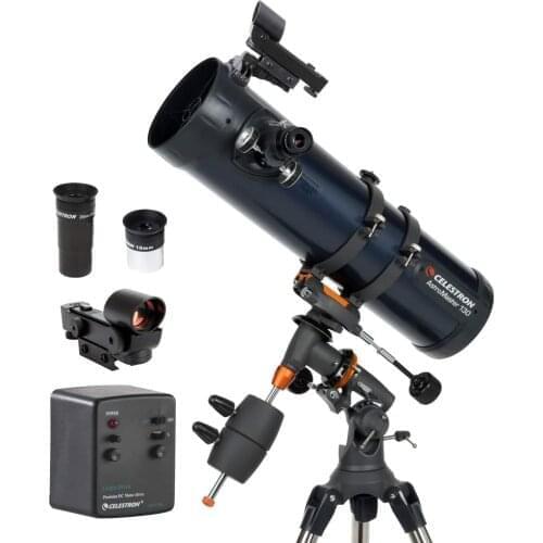 Celestron 31051 AstroMaster 130EQ reflector telescope Motor drive lens diameter 130 2.54millimetres, 9 volt, Two 1.25 ”ocular
