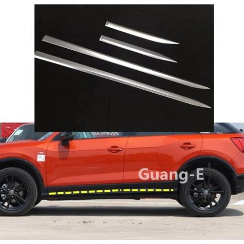 For Audi Q2 Q2l 2018 2019 2020 Car Body Detector Stainless Steel Side Door Body Trim Stick Strip Molding Bumper Parts 4pcs