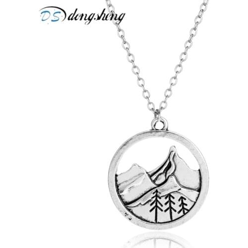 Dongsheng New Fashion Choker Necklace Mountain Tree Wanderlust Rock Climbing Necklaces & Pendants for Climbers Necklace Gift