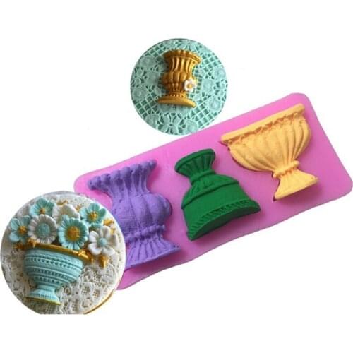 European Classical Flower Vase Wine Glasses Shaped Silicone Mold Sugar Ice Chocolate Molds Cake Decoration Baking Tools