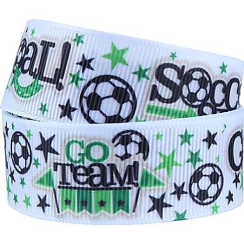 FLRA Ribbon Free shipping 50 yards/lot sports ribbons, 100% polyester grosgrain ribbon in soccer patterns