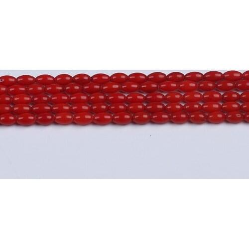 4.5*8mm Rice Shape Smooth Oval Red Coral Bead Jewelry Strands